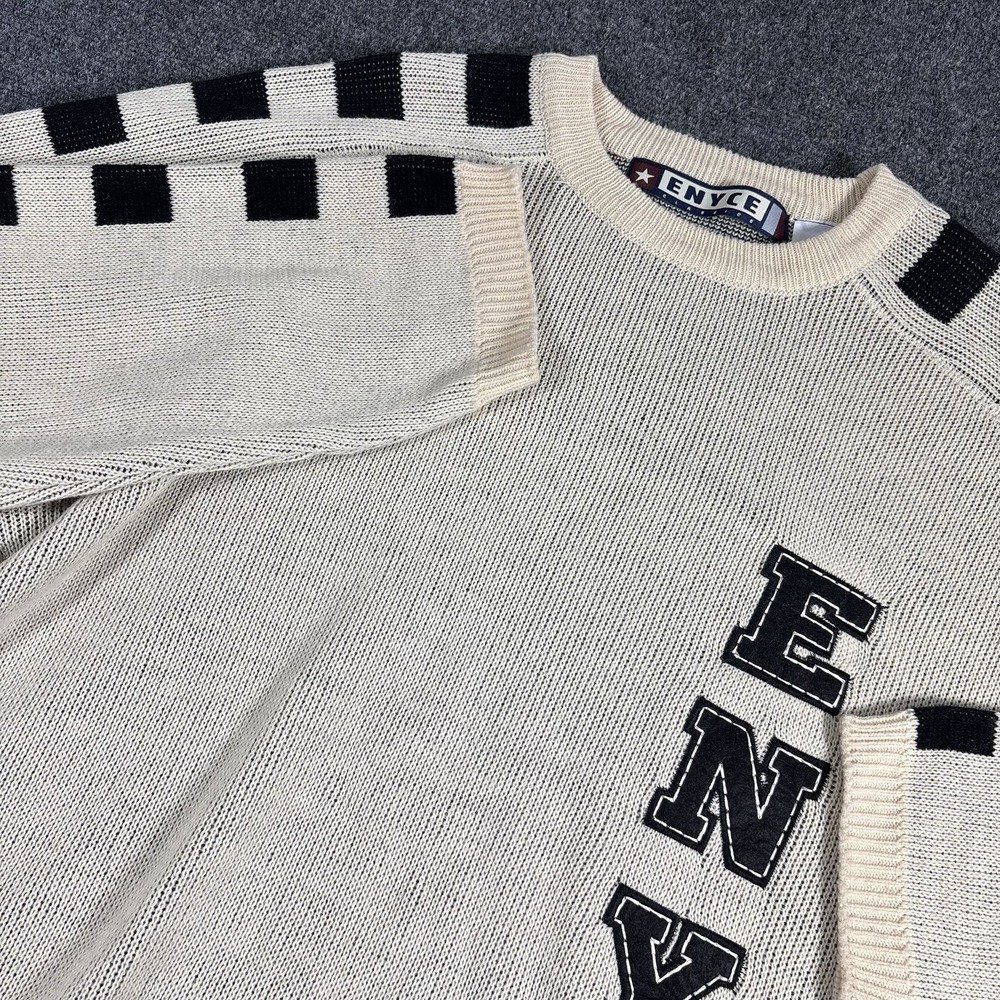 Vintage Y2K Enyce Embroidered Spell Out Knit Oversized Sweater Large Hip Hop